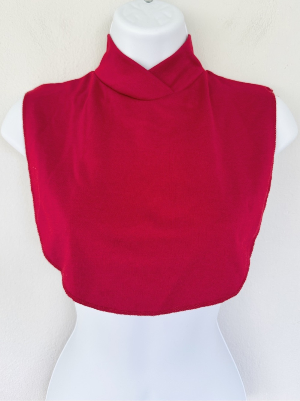 Red surplice mock neck cotton blend dickie style turtleneck layering top OS